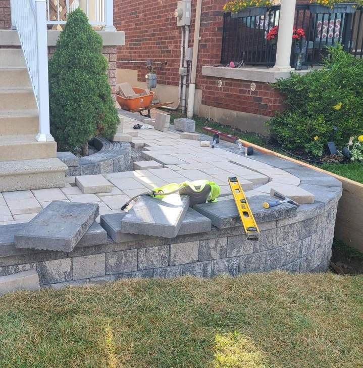 Concrete block retaining wall Oshawa